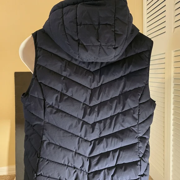 Lauren Ralph Lauren Hooded Puffer Vest Insulated Jacket Sz XL Navy Blue